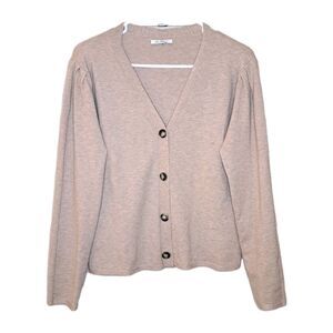 Vila Milano Women Soft Beige Cardigan Casual Button Up Size M Long Sleeve